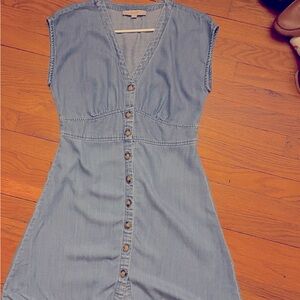 Ann Taylor Loft Chambray Button Flare Dress Size 6 *see pictures for small hole